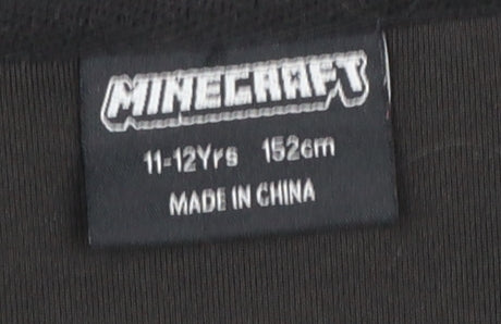 Primark Boys Black Minecraft Full Zip Hoodie 11-12 Years Polyester Blend