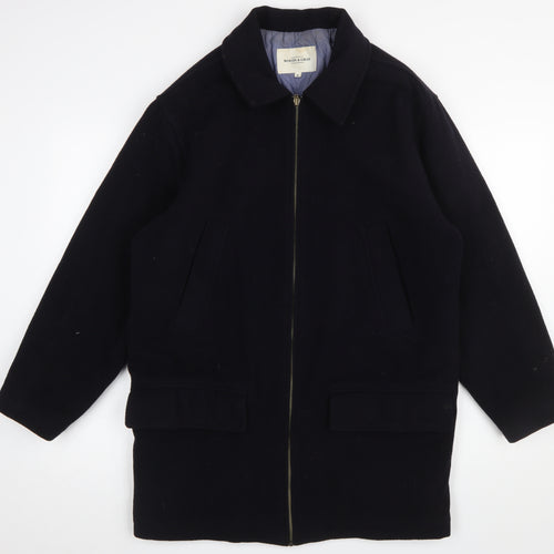Woods & Gray Men's Black Wool Blend Mid-Length Overcoat Size S