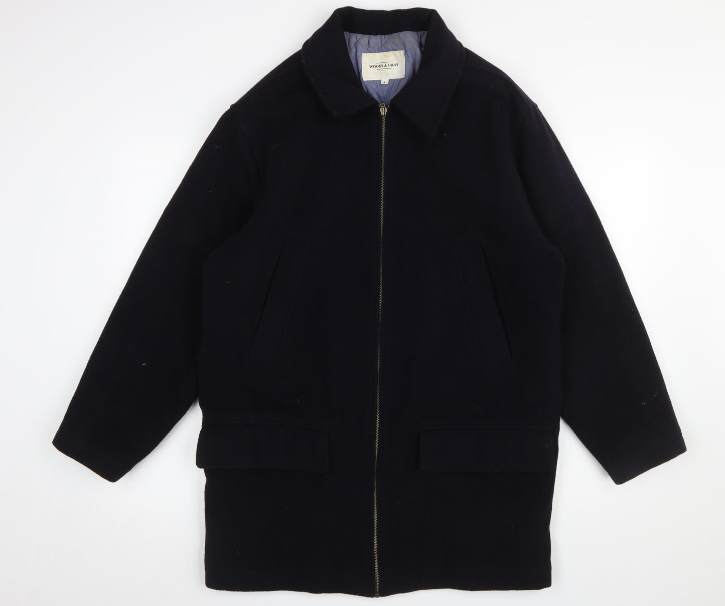 Woods & Gray Men's Black Wool Blend Mid-Length Overcoat Size S