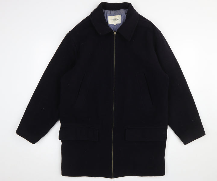 Woods & Gray Men's Black Wool Blend Mid-Length Overcoat Size S