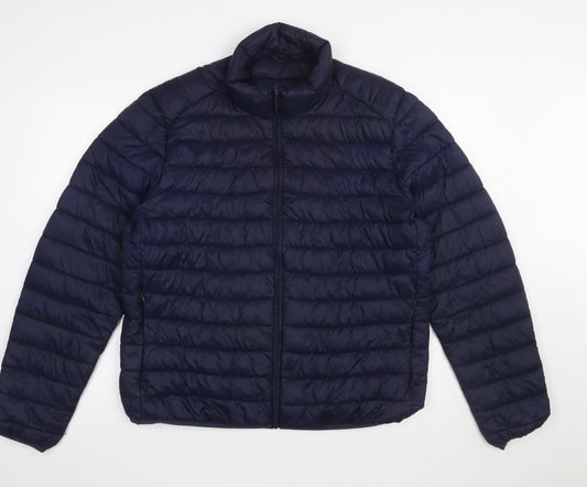 Dunnes Stores Men's Blue XL Puffer Jacket Nylon Lightweight Zip