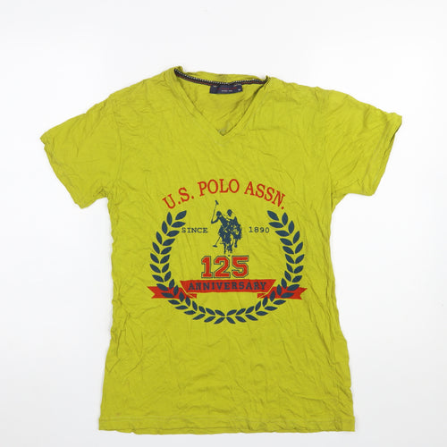 U.S. Polo Assn. Women's Yellow V-Neck Cotton T-Shirt M