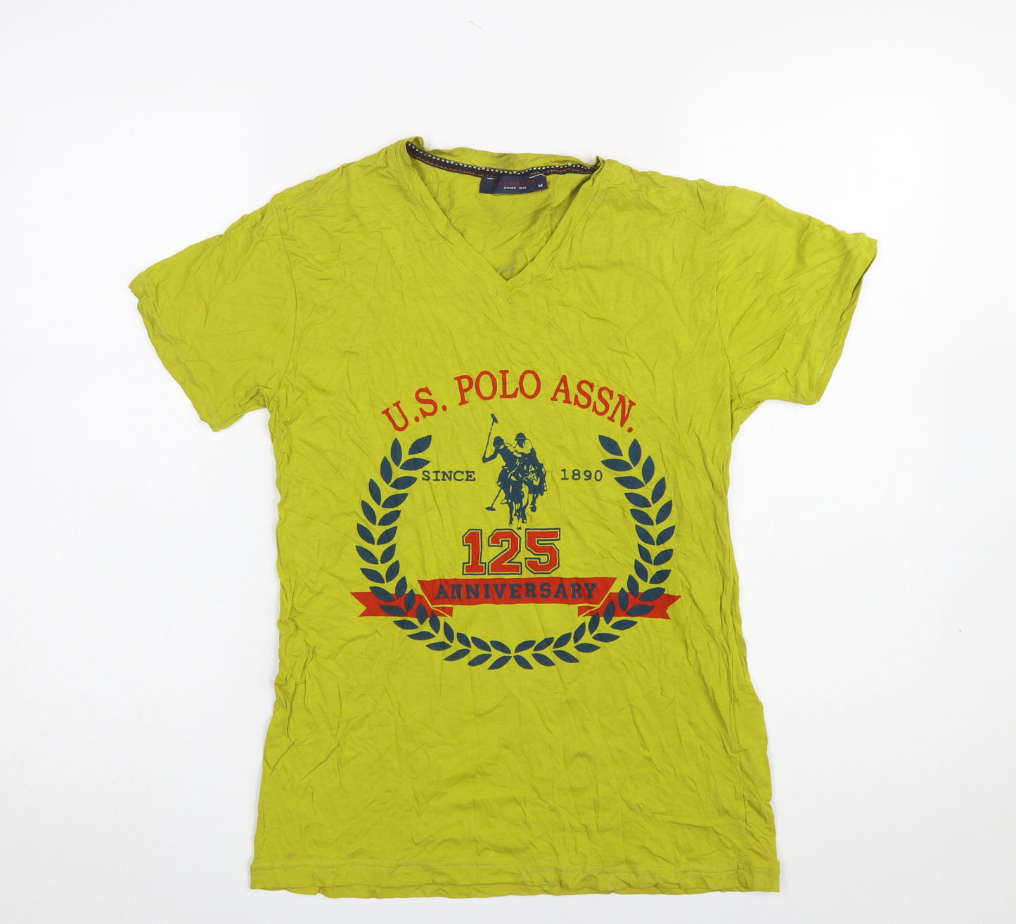 U.S. Polo Assn. Women's Yellow V-Neck Cotton T-Shirt M