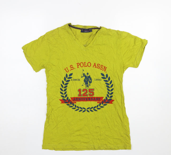 U.S. Polo Assn. Women's Yellow V-Neck Cotton T-Shirt M