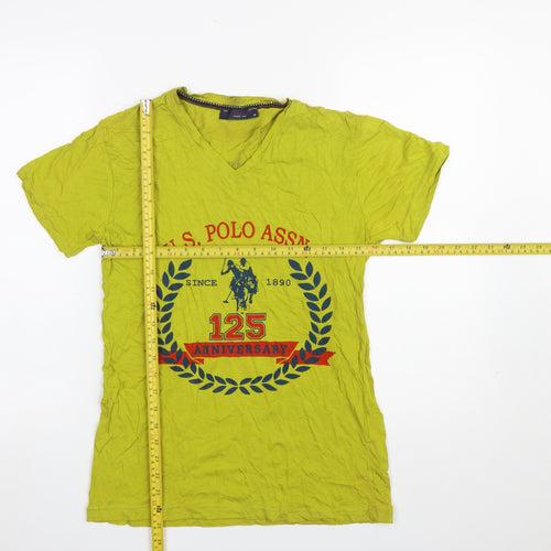 U.S. Polo Assn. Women's Yellow V-Neck Cotton T-Shirt M