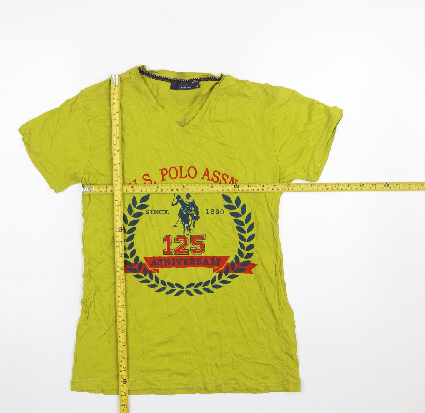 U.S. Polo Assn. Women's Yellow V-Neck Cotton T-Shirt M