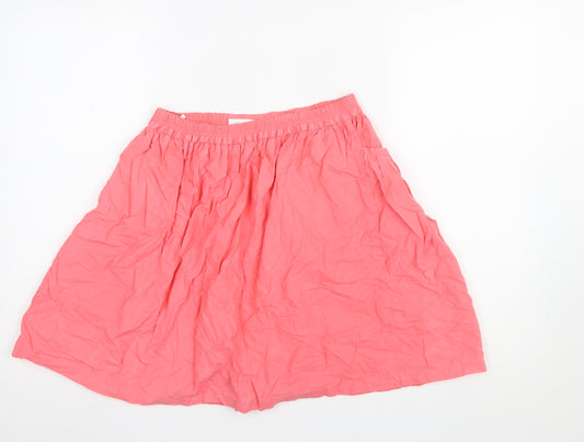 Benetton Women's Pink Cotton A-Line Knee Length Skirt Size 8