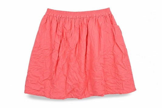Front view of United Colors of Benetton Women's Pink Cotton A-Line Knee Length Skirt, size 8