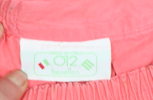Benetton Women's Pink Cotton A-Line Knee Length Skirt Size 8