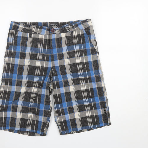 Billabong Boys Blue Plaid Chino Shorts Size 16 Polyester Cotton Blend