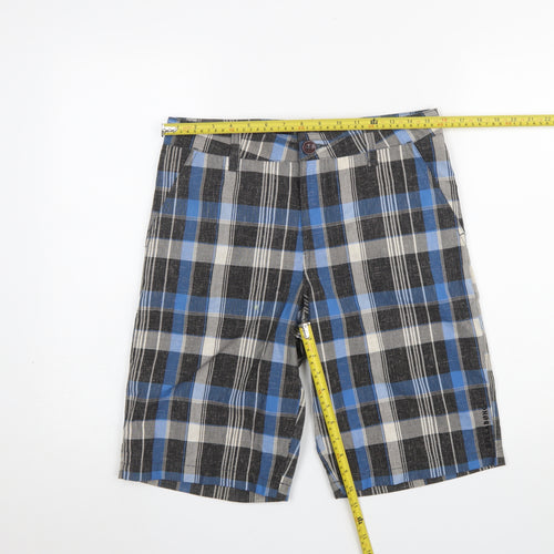 Billabong Boys Blue Plaid Chino Shorts Size 16 Polyester Cotton Blend