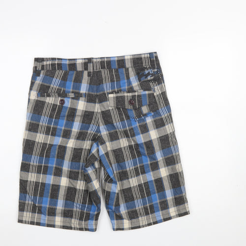 Billabong Boys Blue Plaid Chino Shorts Size 16 Polyester Cotton Blend