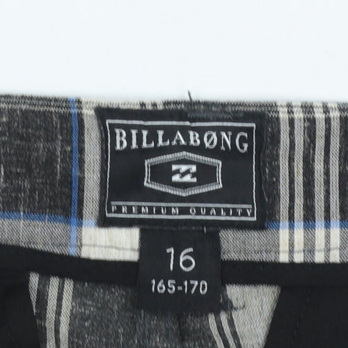 Billabong Boys Blue Plaid Chino Shorts Size 16 Polyester Cotton Blend