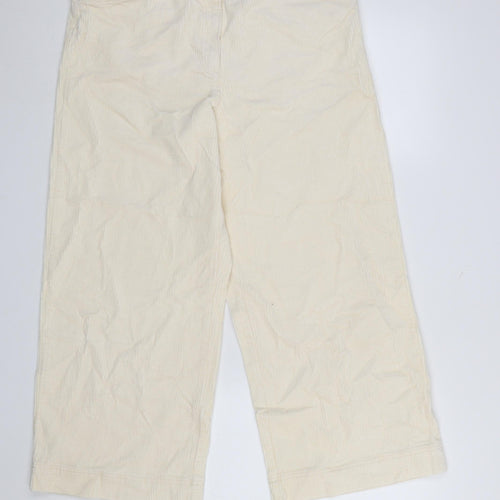 H&M Women Beige Corduroy Chino Trousers Size 16 Regular Fit