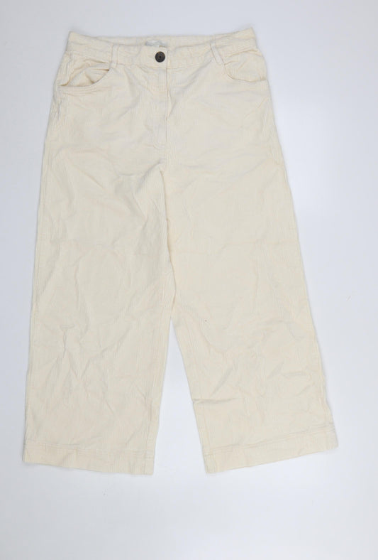 H&M Women Beige Corduroy Chino Trousers Size 16 Regular Fit