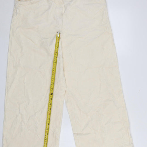 H&M Women Beige Corduroy Chino Trousers Size 16 Regular Fit
