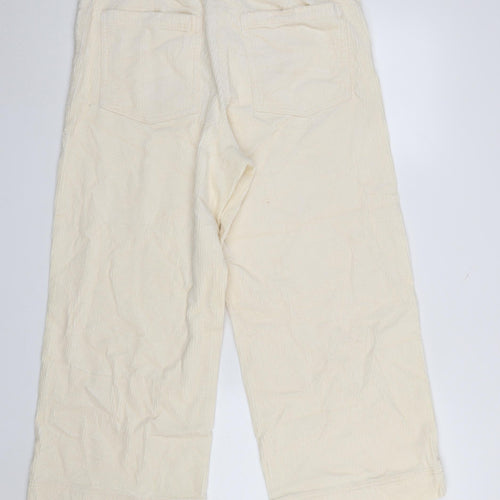 H&M Women Beige Corduroy Chino Trousers Size 16 Regular Fit