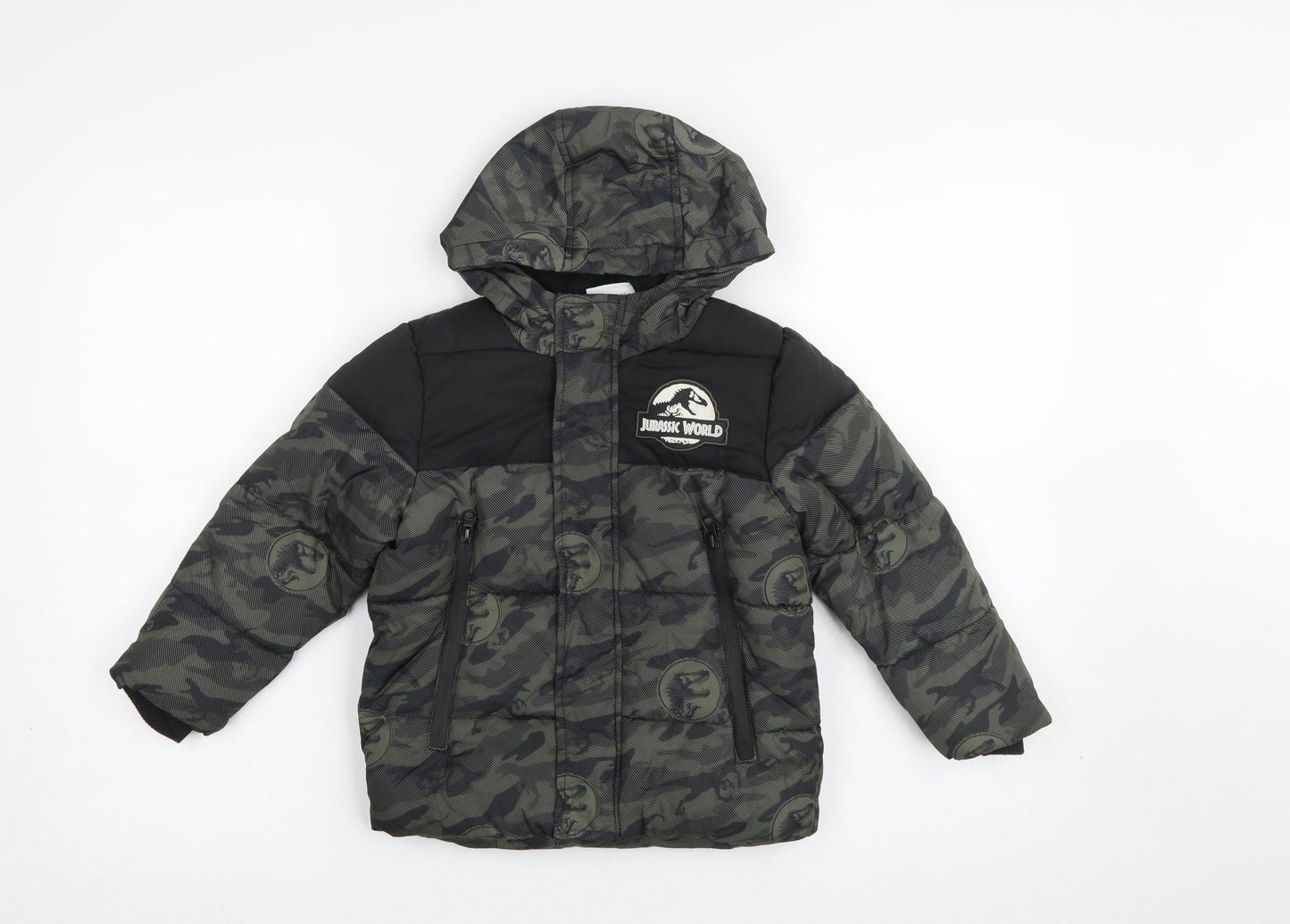Primark Boys Jurassic World Camouflage Hooded Puffer Jacket 3-4 Years