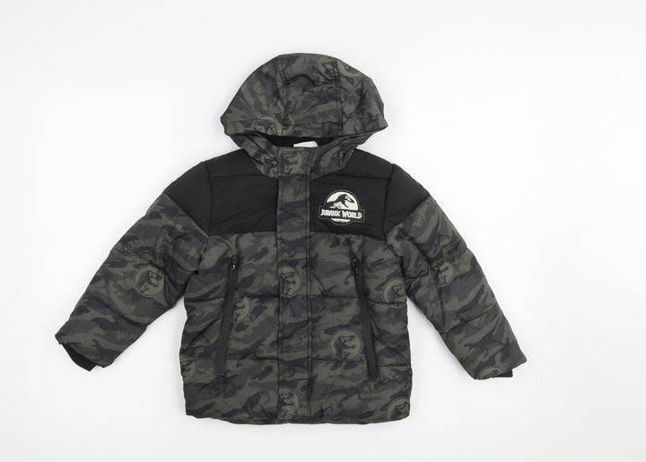 Primark Boys Jurassic World Camouflage Hooded Puffer Jacket 3-4 Years