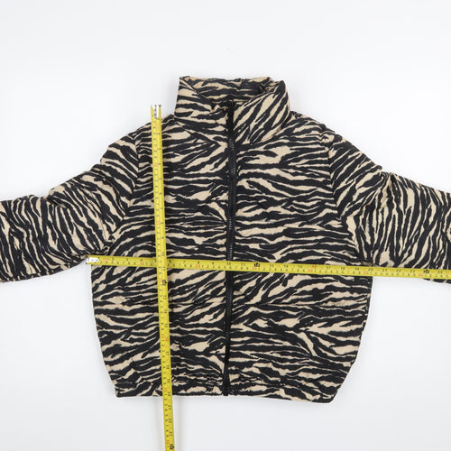 H&M Divided Women’s XS Animal Print Puffer Jacket Black Beige
