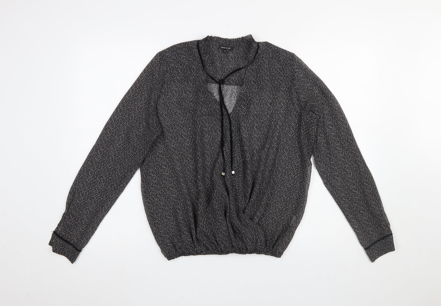 River Island Women’s Black V-Neck Long Sleeve Tunic Blouse Size 8