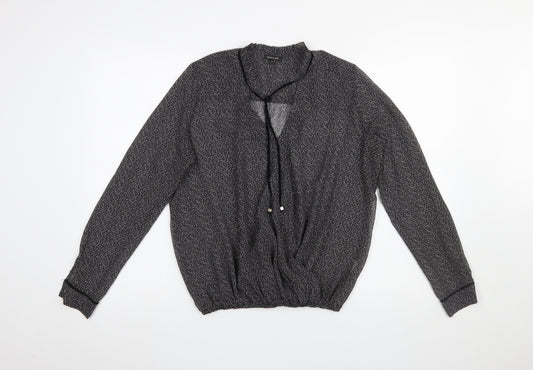 River Island Women’s Black V-Neck Long Sleeve Tunic Blouse Size 8