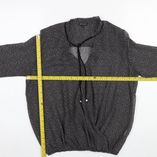 River Island Women’s Black V-Neck Long Sleeve Tunic Blouse Size 8