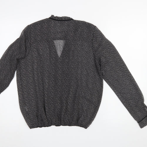 River Island Women’s Black V-Neck Long Sleeve Tunic Blouse Size 8