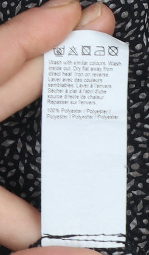 River Island Women’s Black V-Neck Long Sleeve Tunic Blouse Size 8