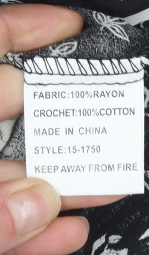 Solitaire Women’s Black Floral Crochet Sleeveless Blouse M