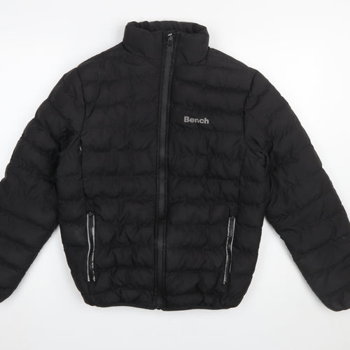Bench Boys Black Puffer Jacket Age 13 Years Full Zip Quilted Winter Coat