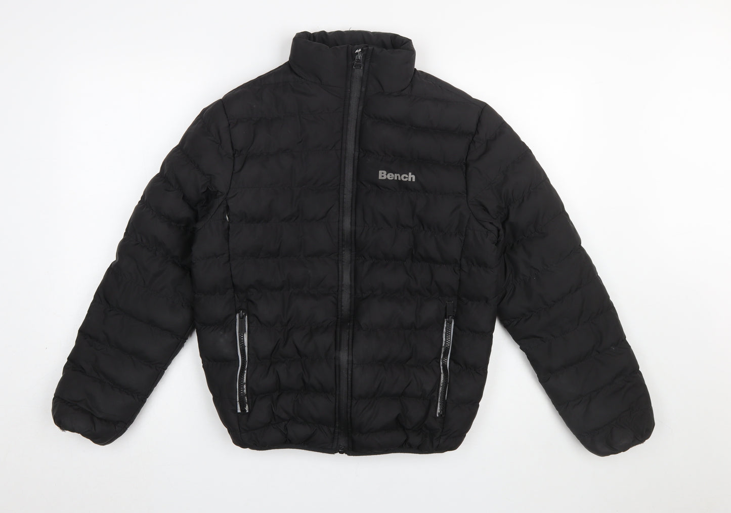 Bench Boys Black Puffer Jacket Age 13 Years Full Zip Quilted Winter Coat