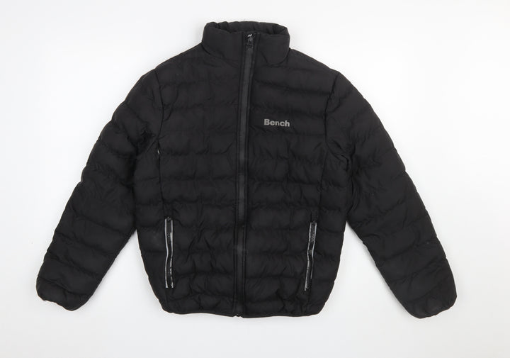 Bench Boys Black Puffer Jacket Age 13 Years Full Zip Quilted Winter Coat