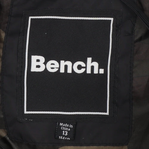 Bench Boys Black Puffer Jacket Age 13 Years Full Zip Quilted Winter Coat