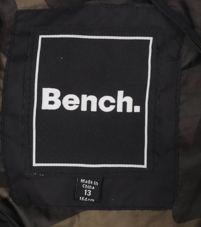 Bench Boys Black Puffer Jacket Age 13 Years Full Zip Quilted Winter Coat