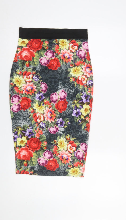 Jane Norman Womens Multicoloured Floral Pencil Skirt Size 8