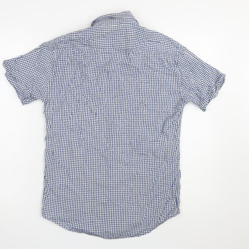 Topman Men's Blue Check Short Sleeve Button-Up Shirt Size S
