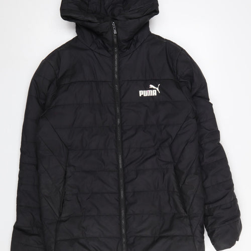 Puma Men's Black Puffer Jacket Hooded S Polyester Winter Coat