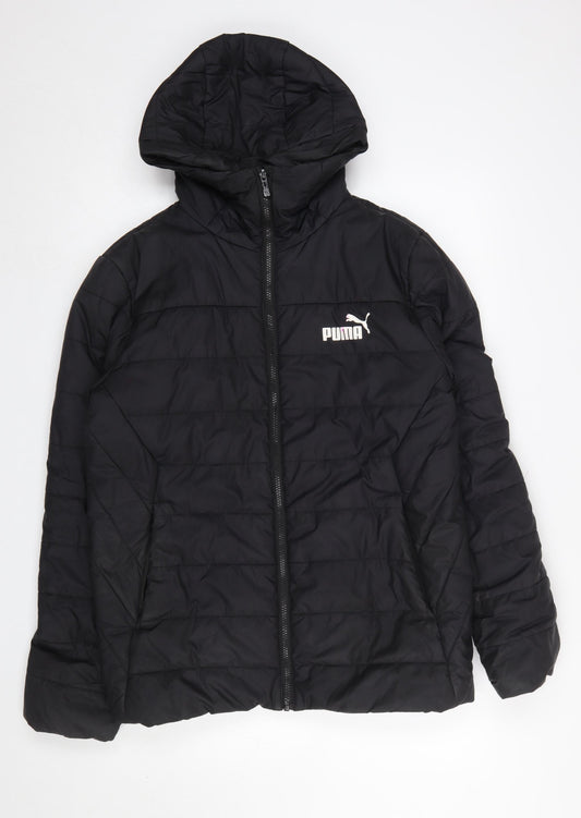 Puma Men's Black Puffer Jacket Hooded S Polyester Winter Coat