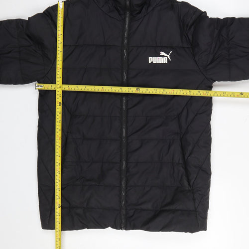 Puma Men's Black Puffer Jacket Hooded S Polyester Winter Coat