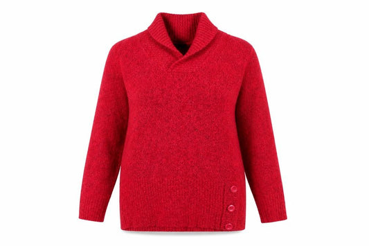 Front view of M&Co Women's Red Chunky-Knit jumper, size M