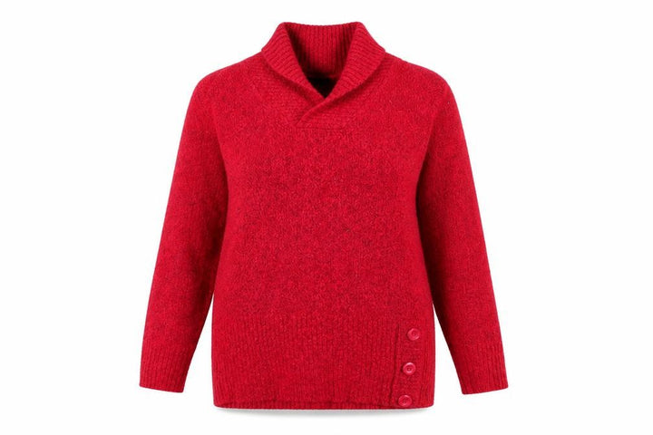 M&Co Women's Red Chunky-Knit Pullover Jumper Size M