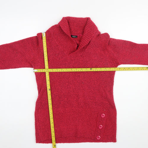 M&Co Women's Red Chunky-Knit Pullover Jumper Size M