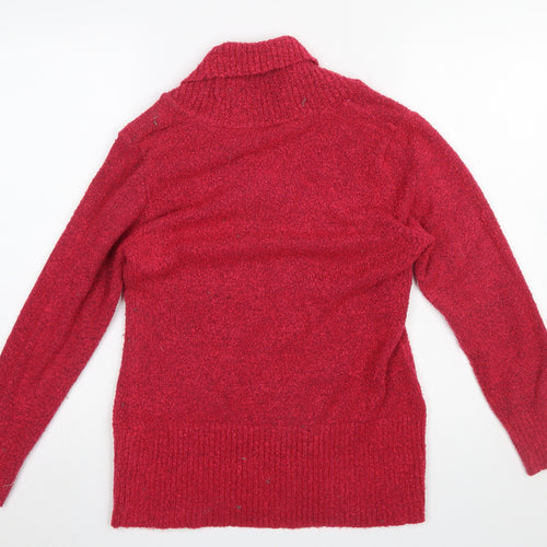 M&Co Women's Red Chunky-Knit Pullover Jumper Size M