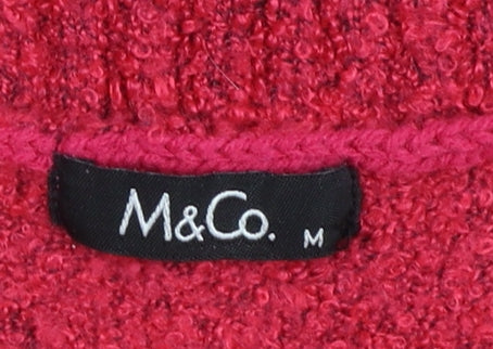 M&Co Women's Red Chunky-Knit Pullover Jumper Size M