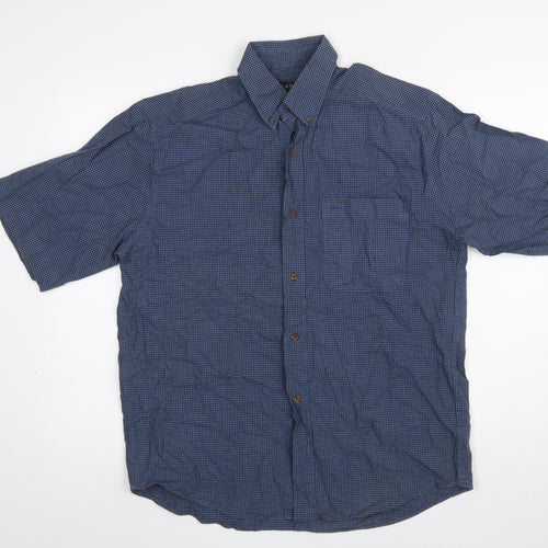 Next Men's Blue Check Short Sleeve Button-Up Shirt Size S