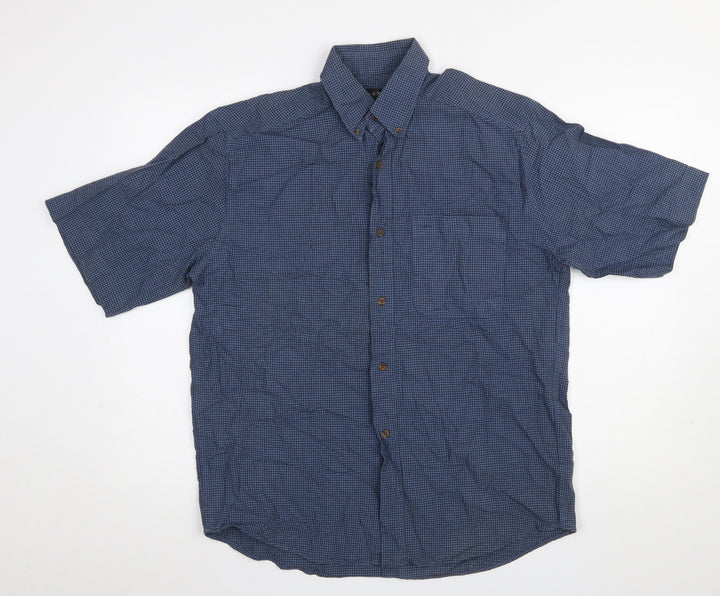 Next Men's Blue Check Short Sleeve Button-Up Shirt Size S