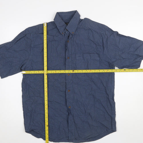 Next Men's Blue Check Short Sleeve Button-Up Shirt Size S