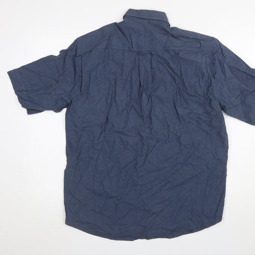 Next Men's Blue Check Short Sleeve Button-Up Shirt Size S