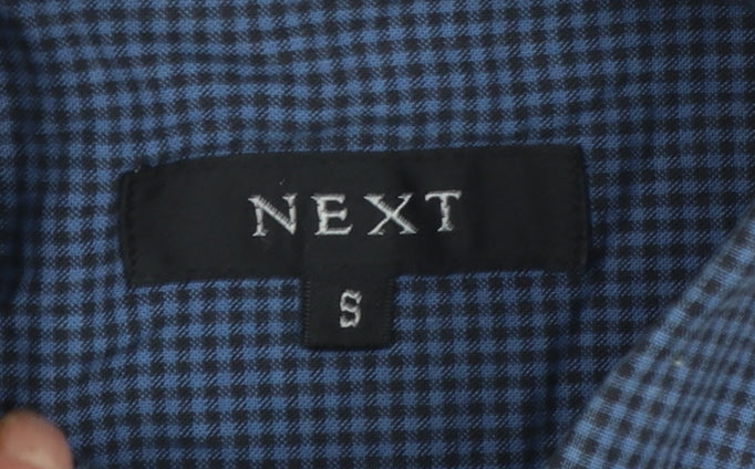 Next Men's Blue Check Short Sleeve Button-Up Shirt Size S